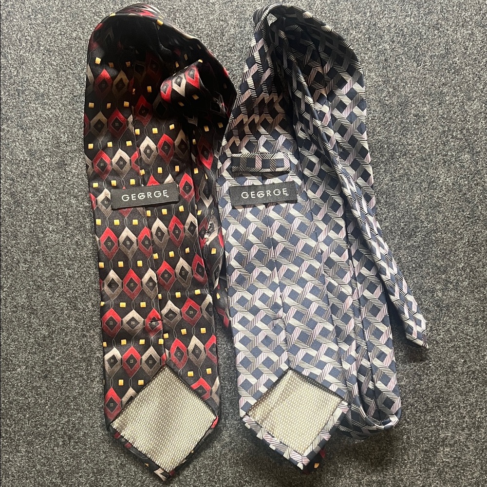 George Red and Blue Geometric Ties